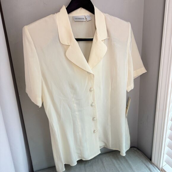Claiborne Colleciton Tops - Claiborne Collection Blouse Women's 12 100% Silk Button Up Career Top